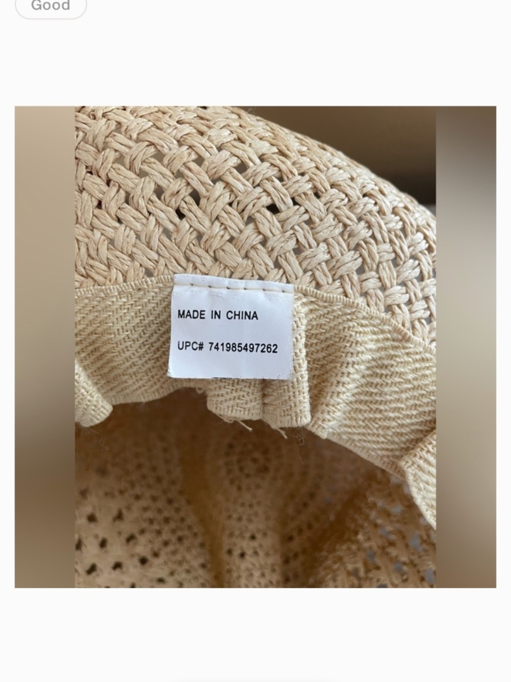 Women’s straw woven beachy cowboy hat turquoise detailing in center, chin strap - Picture 5 of 5